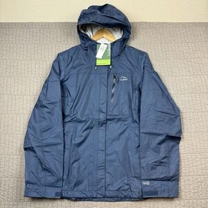 LL Bean Rain Jacket Women's Large Blue Trail Model Waterproof Outdoor NWT